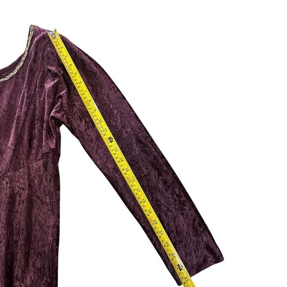 VTG All That Jazz Victorian Burgundy Crushed Velvet & Gold Maxi Dress Large - Picture 14 of 16